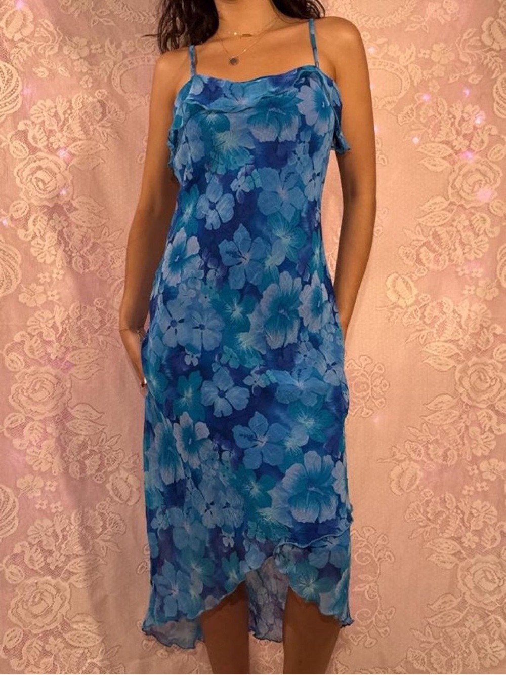 Vintage Byer Too! blue floral midi dress